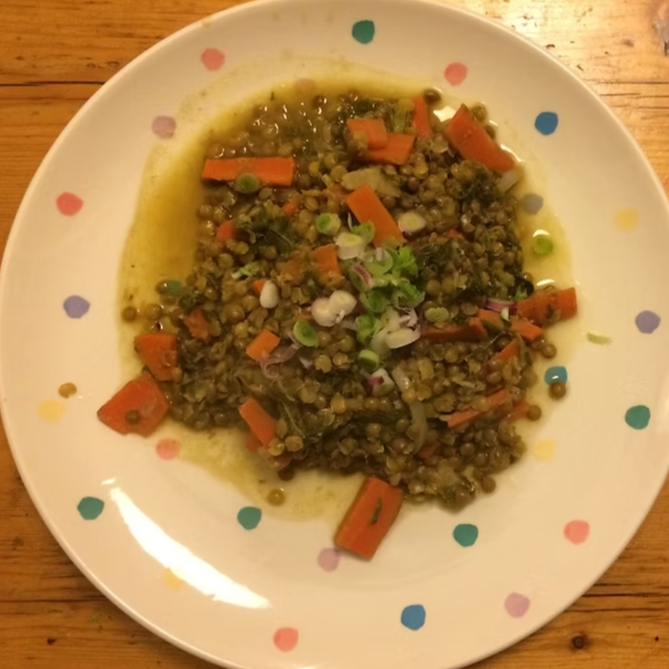 Lentil Stew with Carrots and Spring Onions