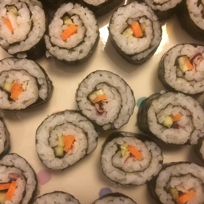 Sushi with Fresh Veggie Stir-Fry