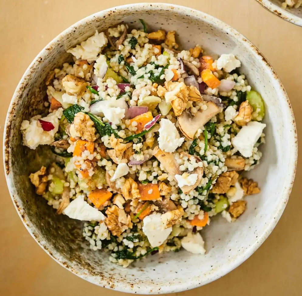 Warm roasted pumpkin, mushroom and millet salad